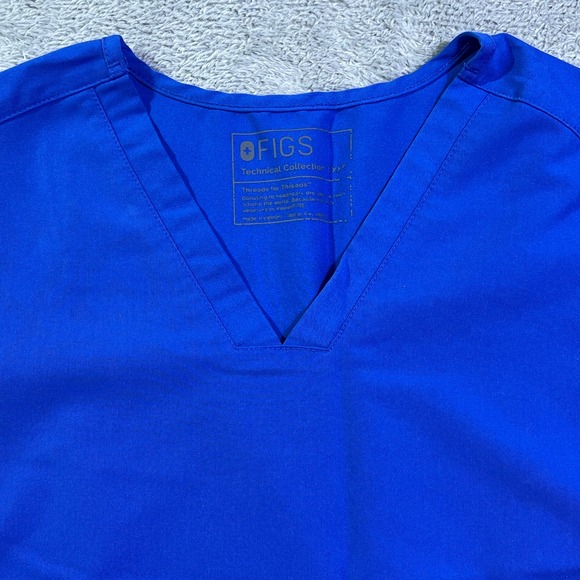 Figs Tops - FIGS Royal Blue V Neck Scrub Top Short Sleeve Technical Collection YY